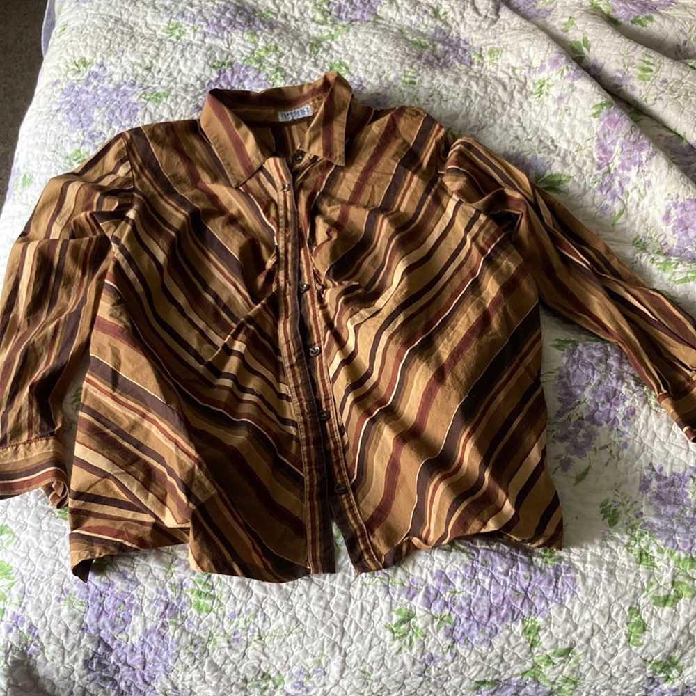 Brown striped button up